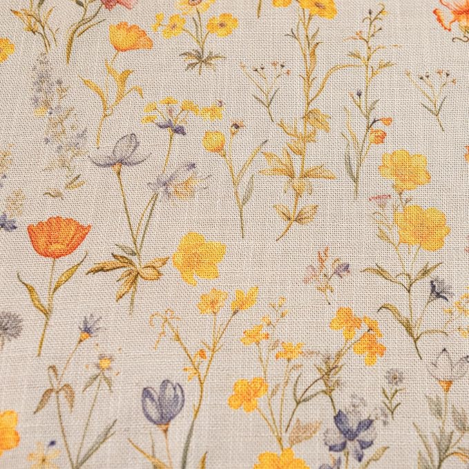 Deeprove Boho Valance 18 Inch Long for Windows Cafe Kitchen Modern Watercolor Botanical Gold Yellow Florals Print Curtain with Fringe Small Short Treatment for Fall Decorative 1 Panel 52W x 18L
