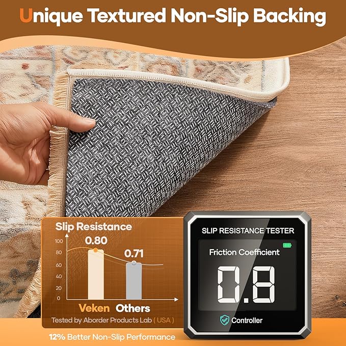 Veken Non Slip Cushioned Rug Pad Gripper 2 x 4 Ft, Felt and Silicone Backing, 1/4 inch Thick Carpet Liner for Hardwood Floors and Finishes, Under Area Rugs Anti Skid Mat, Keep Rugs Safe and in Place
