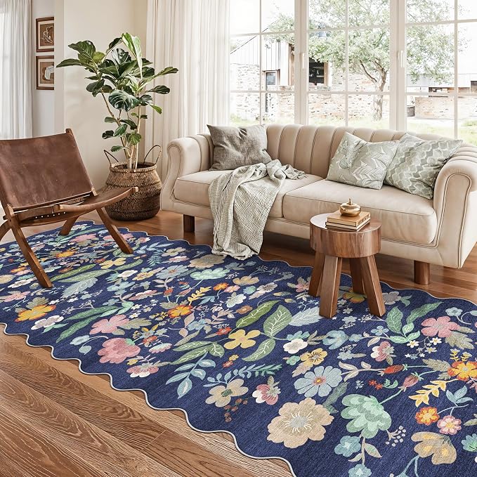 3x10 Long Hallway Runner Rug: Washable Wide 10ft Floral Low-Pile Carpet for Entryway Kitchen Non Slip Soft Living Room Bedroom Floor Mat Cute Area Rugs for Nursery Farmhouse Home Decor(3x10/Purple)