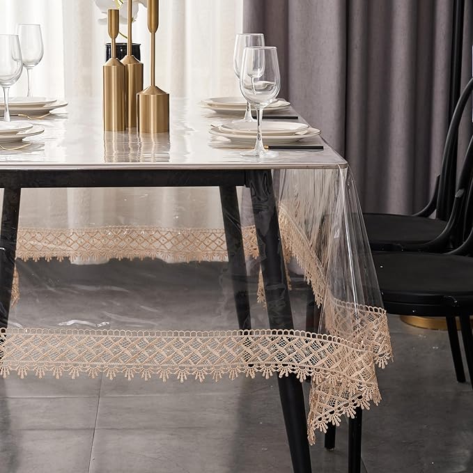 Pioggia Clear Vinyl Tablecloth Protector Waterproof/Oil-Proof PVC Table Cloth Transparent Sheet Table Cover (60'' x 60'' Square)