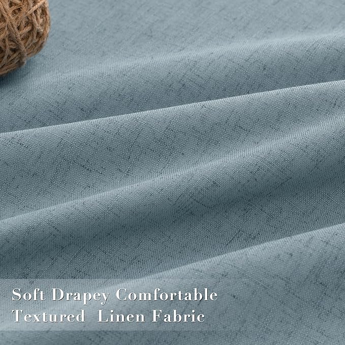 Joywell 100% Blackout Linen Curtains 96 Inches Long for Boys Bedroom Black Out Curtain Room Darkening Drapes for Sliding Glass Door Window Rod Pocket Back Tab 2 Panels Set,52 x 96,Blue