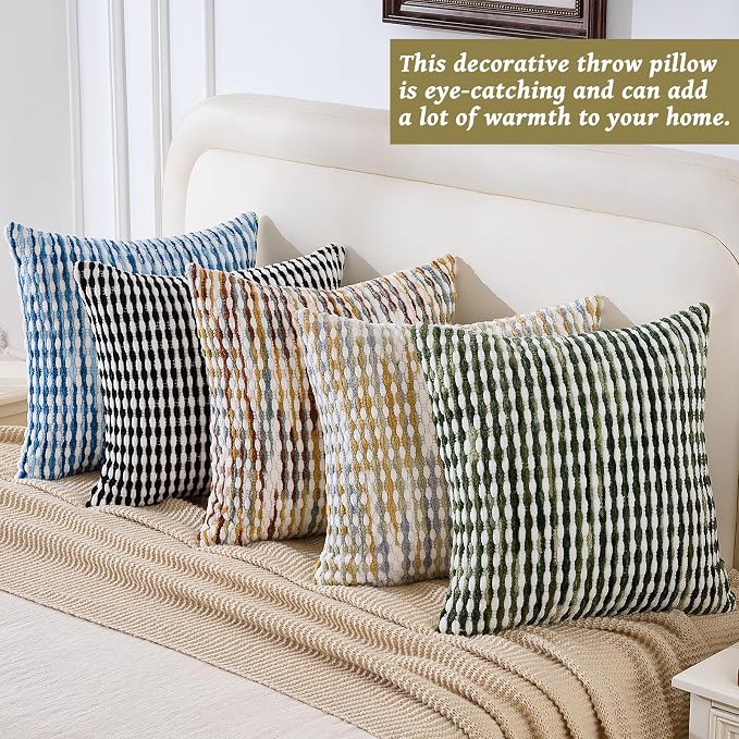 AmHoo Boho Chenille Pillow Cover Decorative Tufted Pillowcase for Couch Bed Sofa Bedroom Living Room Modern 20 x 20-Inch Sage Green