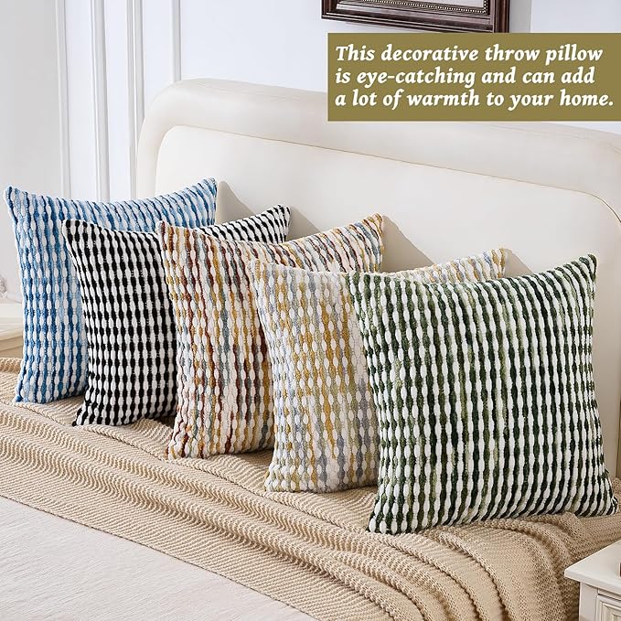 AmHoo Boho Chenille Pillow Cover Decorative Tufted Pillowcase for Couch Bed Sofa Bedroom Living Room Modern 20 x 20-Inch Brown