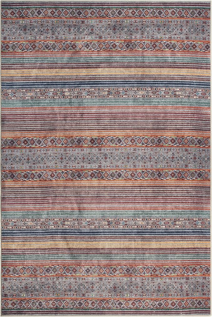 Keen Home Design 8x10 Rug - Machine Washable Area Rug with Non-Slip Backing, Ideal for Living Room, Dining Room, Bedroom - Vintage, Easy Clean, Durable, Low Pile Rug - (8' x 10')