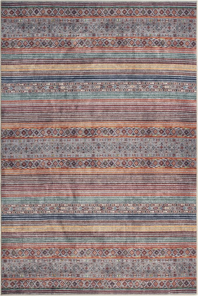 Keen Home Design 9x12 Rug - Machine Washable Area Rug with Non-Slip Backing, Ideal for Living Room, Dining Room, Bedroom - Vintage, Easy Clean, Durable, Low Pile Rug - (9' x 12')
