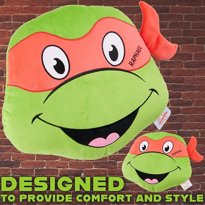Teenage Mutant Ninja Turtles Plush Cushion Pillow, Soft Plush Throw Pillow Cute Fluffy Cushion Bedroom Decor, Gifts for Teens, Women (Green TMNT, L15 x W13.4)