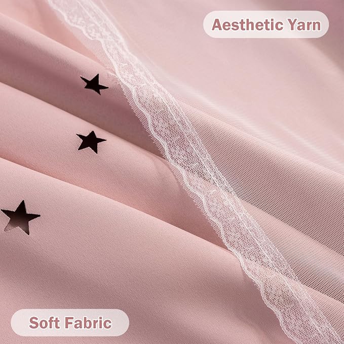 Cute Star Blackout Curtains for Girls Bedroom, Princess Curtains, W52X L84 | 1 Panel Blush Pink Thick Grommet Top Star Cutout Curtains, Double Layer Nursery Kids Curtains, Aesthetic Living Room Decor