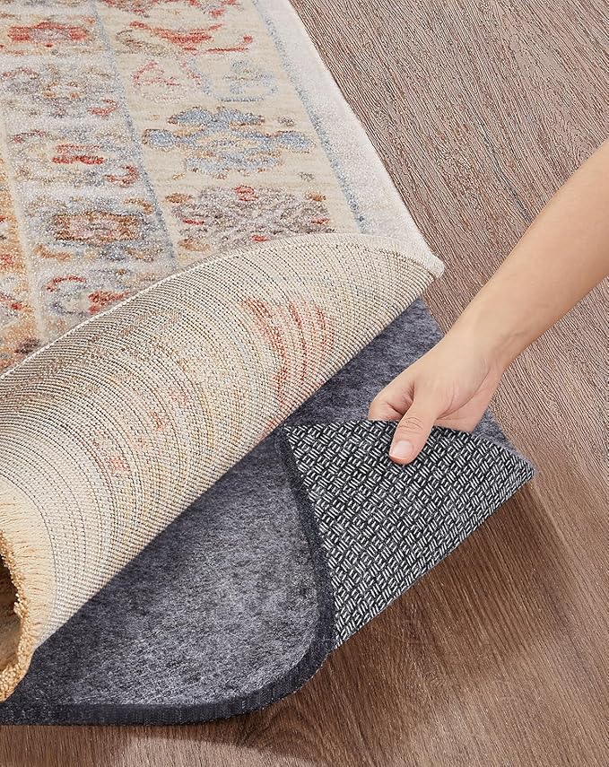 Veken Non Slip Cushioned Runner Rug Pad Gripper 2.5x9.5 Ft, Felt and Silicone Back, 1/4" Thick Carpet Liner for Hardwood Floors and Finishes, Under Area Rugs Anti Skid Mat, Keep Rugs Safe and in Place