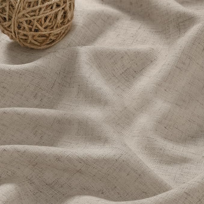 Aersas Cobblestone Linen Curtains 84 Inches Length for Living Room Flax Texture Wave Fabric Semi Sheer with Rod Pocket Back Tab for Bedroom Balcony Light Filtering Neutral Home Decor 52x84