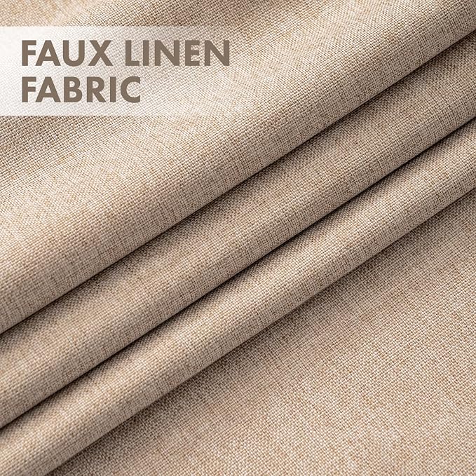 MIULEE 100% Blackout Linen Curtains for Bedroom 90 inches Long, Thermal Insulated Room Darkening Black Out Drapes for Living Room, Back Tab Rod Pocket, 2 Panels Set, 40 Wide x 90 Length, Linen