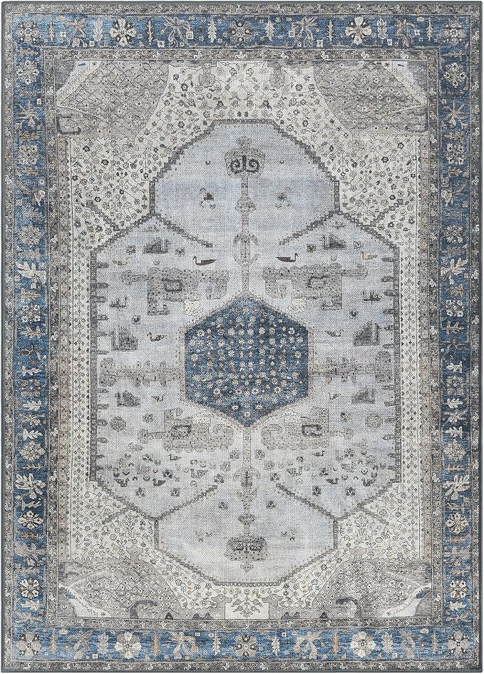 Keen Home Design 3x5 Rug - Machine Washable Entry Rug with Non-Slip Backing, Ideal for Enteryway, Kitchen, Bathroom, Laundry Room - Vintage, Easy Clean, Durable, Low Pile Rug - (3' x 5')