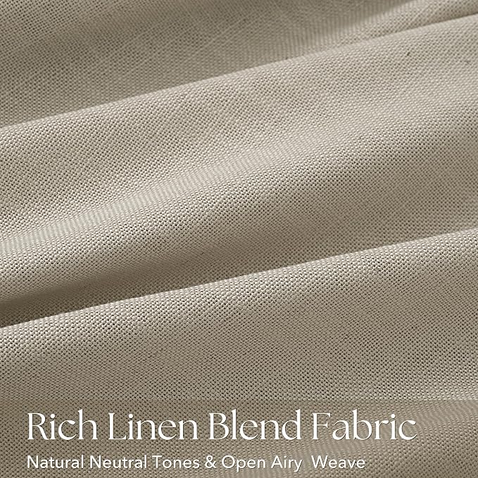 Linen Pinch Pleated Curtains 45 Inch Length 2 Panels for Living Room Bedroom Textured Semi Sheer Drapes Pinch Pleat Rings Window Curtain 40x45
