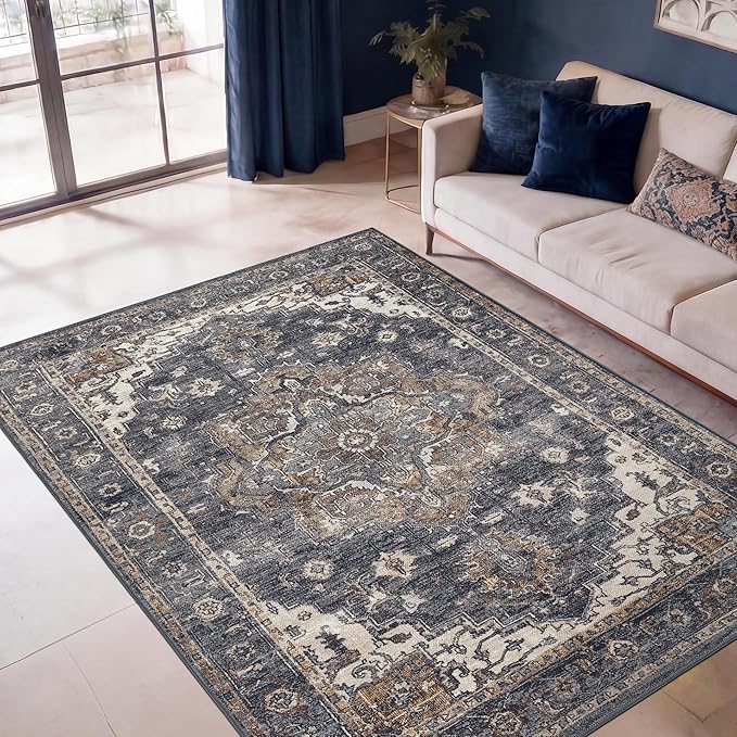 Keen Home Design 3x5 Rug - Machine Washable Entry Rug with Non-Slip Backing, Ideal for Enteryway, Kitchen, Bathroom, Laundry Room - Vintage, Easy Clean, Durable, Low Pile Rug - (3' x 5')