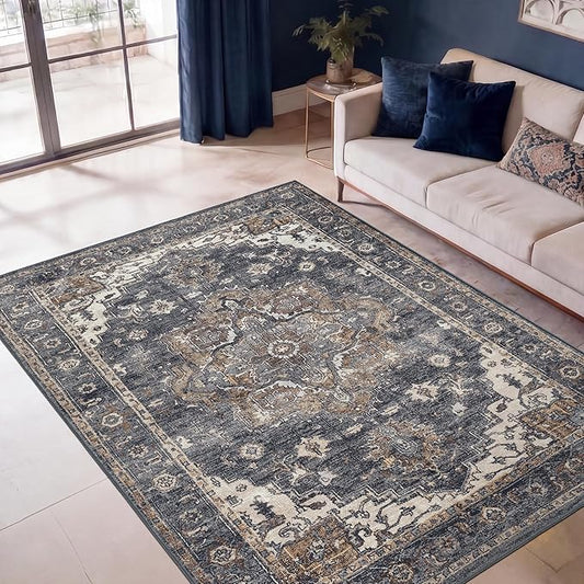 Keen Home Design 3x5 Rug - Machine Washable Entry Rug with Non-Slip Backing, Ideal for Enteryway, Kitchen, Bathroom, Laundry Room - Vintage, Easy Clean, Durable, Low Pile Rug - (3' x 5')