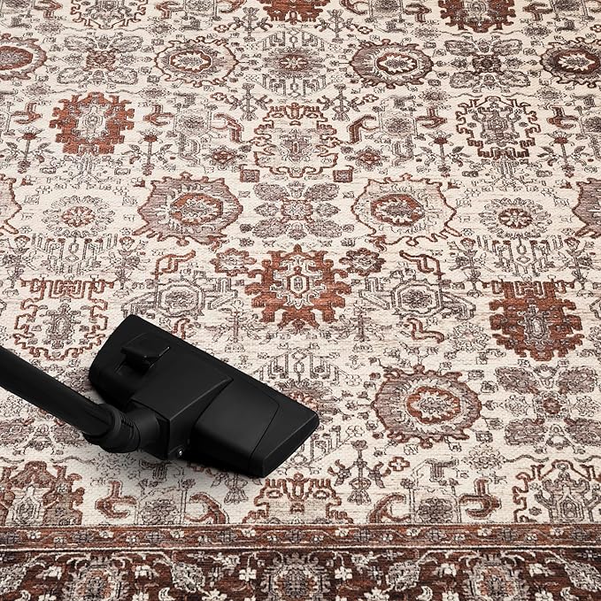Keen Home Design 9x12 Rug - Machine Washable Area Rug with Non-Slip Backing, Ideal for Living Room, Dining Room, Bedroom - Vintage, Easy Clean, Durable, Low Pile - (9' x 12')
