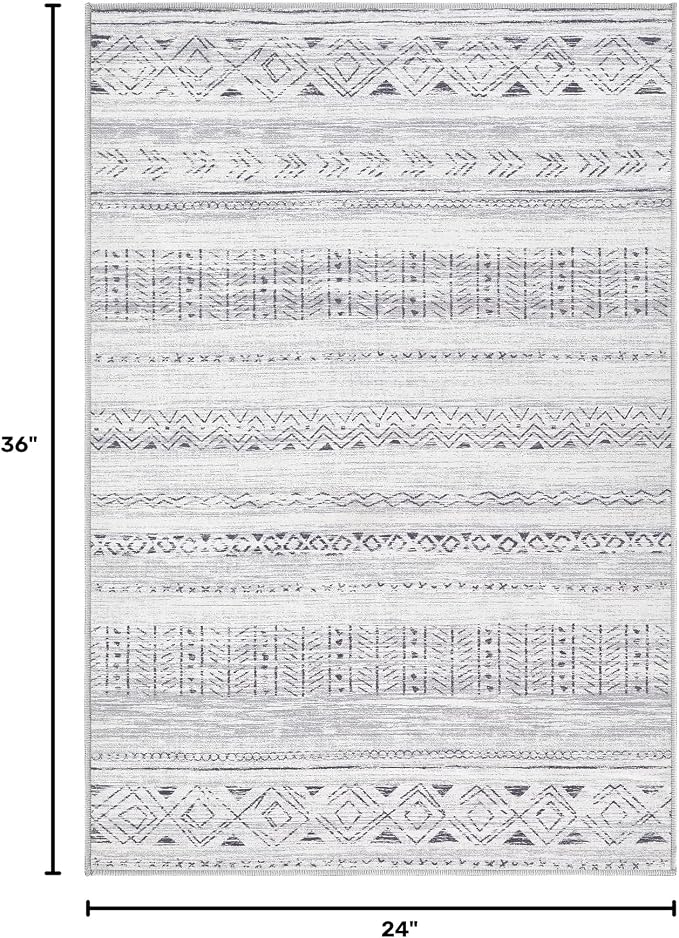cotiled Washable 2x3 Entryway Rug: Washable Boho Rugs with Non Slip Backing Small Soft Indoor Stain Resistant Carpet for Kitchen Front Lightweight Home Decor Dark Grey