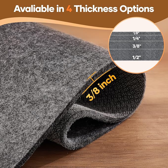 Veken Non Slip Cushioned Rug Pad Gripper 8 x 10 Ft, Felt and Silicone Backing, 3/8 inch Thick, Carpet Liner Protector Mat for Area Rugs and Hardwood Floors, with Over 99 Pcs Anti-Slip Strips Pattern