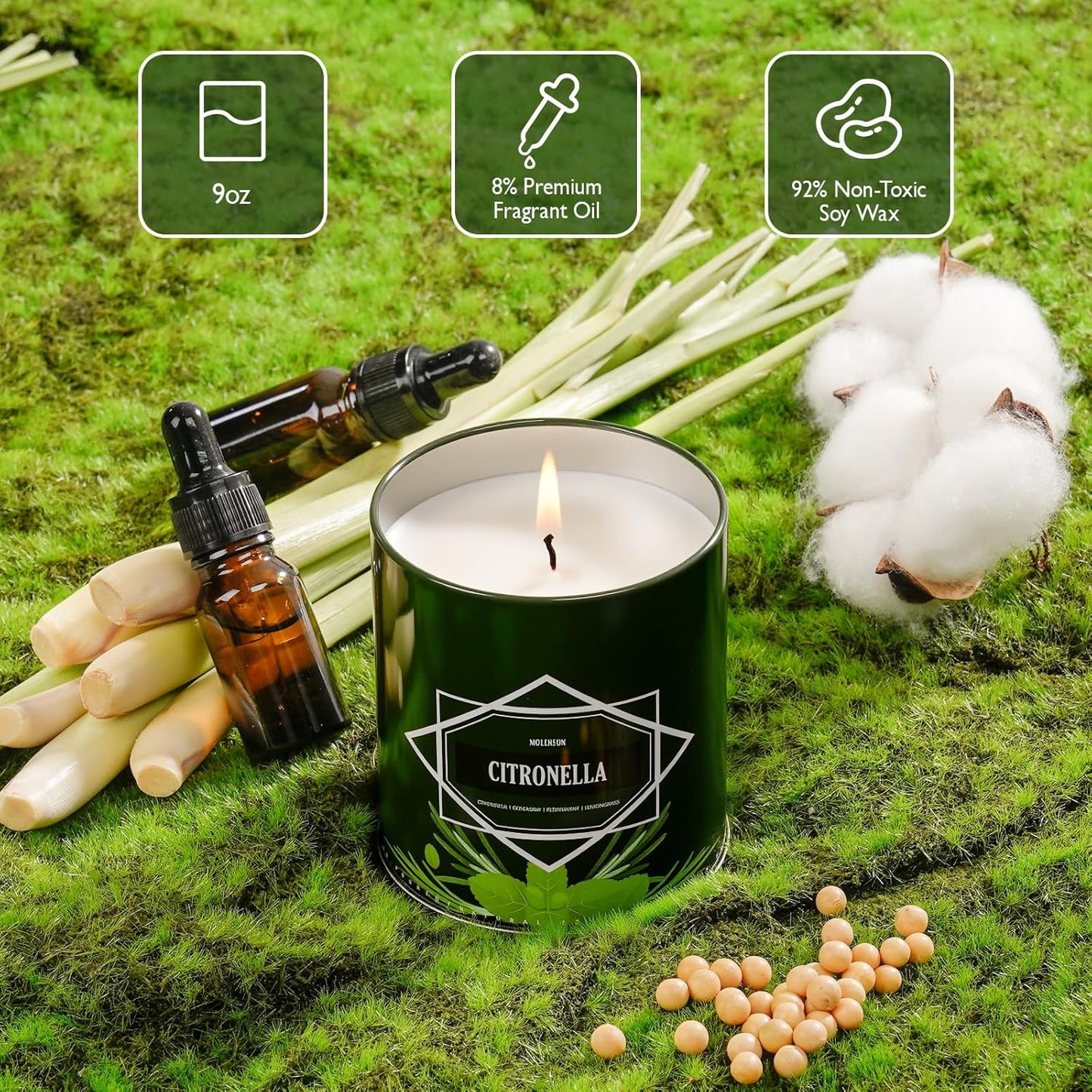 Citronella Candles Outdoor 6-Pack, Total 54oz Citronella Candles for Outside Patio, Camping & Garden, Summer Gifts for Indoor Home Scented, 50-Hour Burn Time, 9 Ounce Each