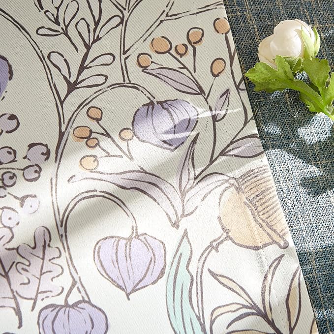 Vangao Purple Nursery Curtains for Girls Room Floral Blackout Curtains 84 Inch Length Farmhouse Drapes for Bedroom Room Darkening Flower Patterned Window Treatment for Kids Set of 2