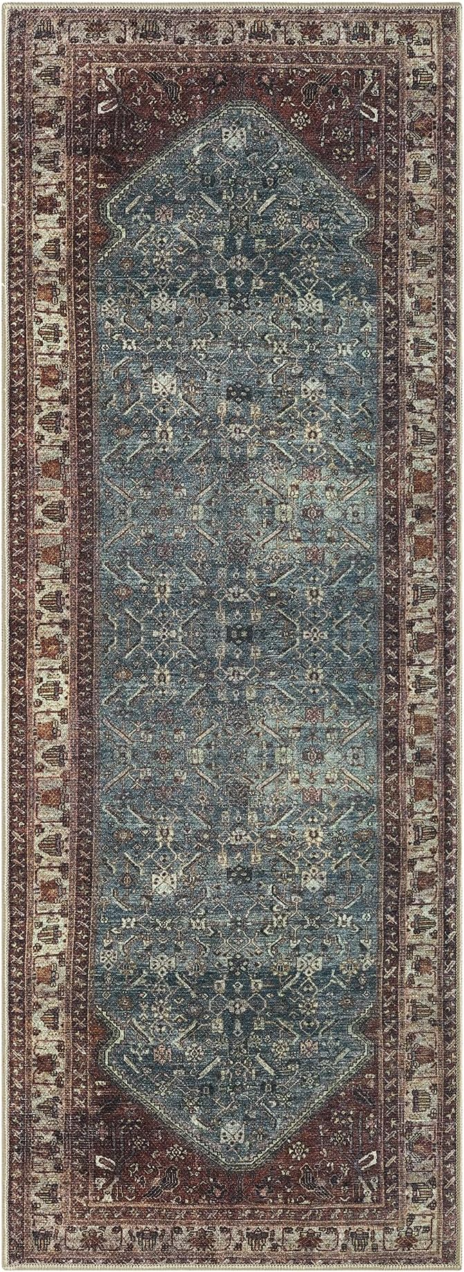 Keen Home Design 30"x120" Rug - Machine Washable Runner with Non-Slip Backing, Ideal for Hallway, Entryway, Kitchen, Laundry Room - Vintage, Easy Clean, Durable, Low Pile Rug - (2'6" x 10')