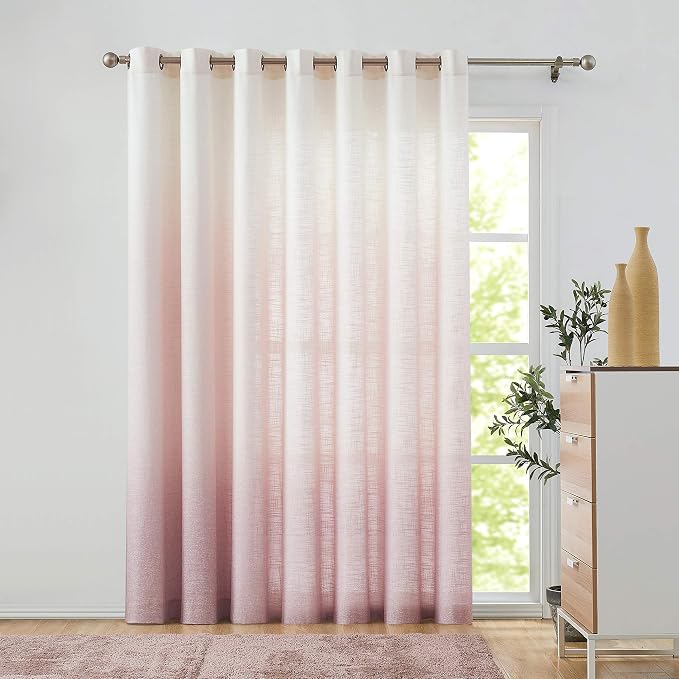 Central Park Mauve Ombre Door Curtain 100" Extra Wide Light Filtering Gradient Print on Rayon Blend Fabric Window Treatment for Sliding Patio Door with Grommets，Cream White to Pink，100" x 84", 1 Panel