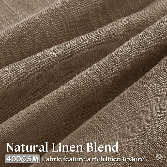 86 Inch Linen Curtains 2 Panels Set Pinch Pleated for Living Room Bedroom Memory Training Shaped Semi Sheer Dutch Cocoa Pinch Pleat Drapes Hooks Rings Light Filtering Window Curtain Drapes