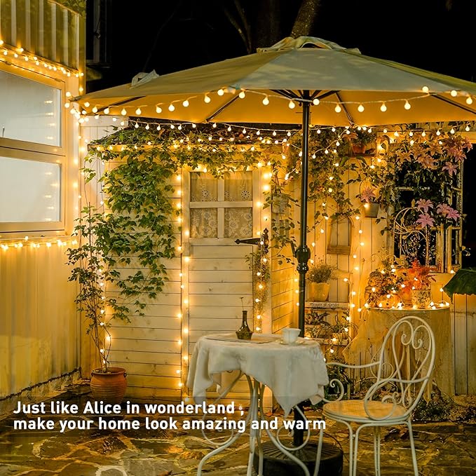 100ft Globe String Lights Indoor Outdoor Waterproof, 200 LED Christmas fairy Lights Plug in with Remote, Connectable Hanging Lights for Bedroom Classroom Camping Patio Wedding Garden Decor, Warm White | 200 LED Christmas fairy Lights Plug in, Connectab...