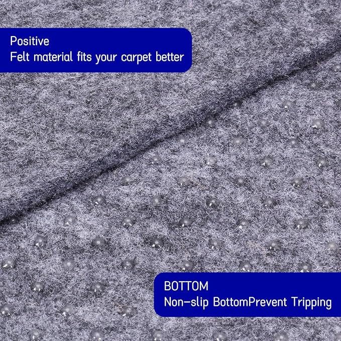 Non Slip Rug Pad 9 x 12 Ft, Extra Large Felt Under Rug Cushioning, Carpet Padding for Area Rugs on Hardwood, Laminate & Tile Floors, Keeps Rugs Secure