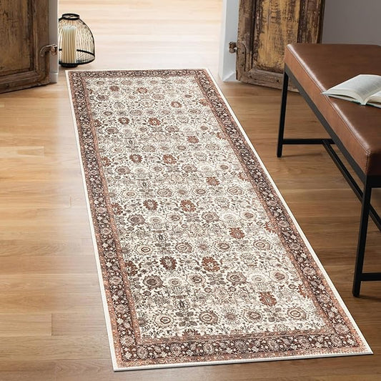 Keen Home Design 30"x84" Rug - Machine Washable Runner Rug with Non-Slip Backing, Ideal for Hallway, Entryway, Kitchen, Laundry Room - Vintage, Easy Clean, Durable, Low Pile - (2'6" x 7')