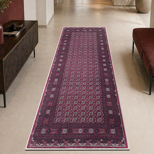 Keen Home Design 30"x144" Rug - Machine Washable Runner with Non-Slip Backing, Ideal for Hallway, Entryway, Kitchen, Laundry Room - Vintage, Easy Clean, Durable, Low Pile Rug - (2'6" x 12')