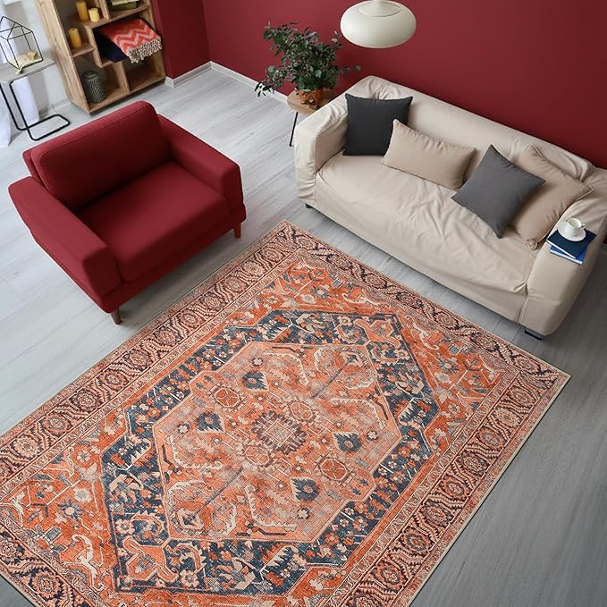 Keen Home Design 3x5 Rug - Machine Washable Entry Rug with Non-Slip Backing, Ideal for Enteryway, Kitchen, Bathroom, Laundry Room - Vintage, Easy Clean, Durable, Low Pile Rug - (3' x 5')