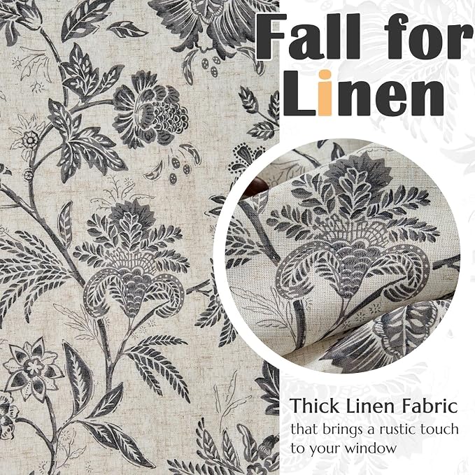 jinchan Linen Valance Curtain Window Treatment for Kitchen Bedroom Living Room RV Light Filtering 16 Inch Double Layer Farmhouse Vintage Cottagecore Valance Rod Pocket 1 Panel Black on Beige