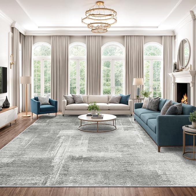 zesthome 10x12 Area Rugs - Large Modern Abstract Washable Rug, Low Pile Living Room Rug, Soft Anti-Skid Indoor Rugs, Non-Shedding Carpets for Bedroom Dining Living Farmhouse Nursery Home Office