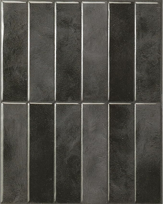 Smart Tiles Peel and Stick backsplash, Stacked Graphite Black, 11.43"x9" | Pack of 5 (3.5 sq ft), Glossy, Heat/Moisture Resistant, Low VOC, Kitchen/Bathroom, Renter Friendly, Made in Canada