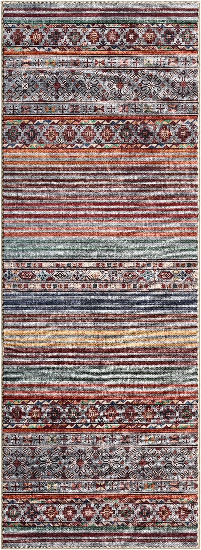 Keen Home Design 30"x144" Rug - Machine Washable Runner Rug with Non-Slip Backing, Ideal for Hallway, Entryway, Kitchen, Laundry Room - Vintage, Easy Clean, Durable, Low Pile - (2'6" x 12')