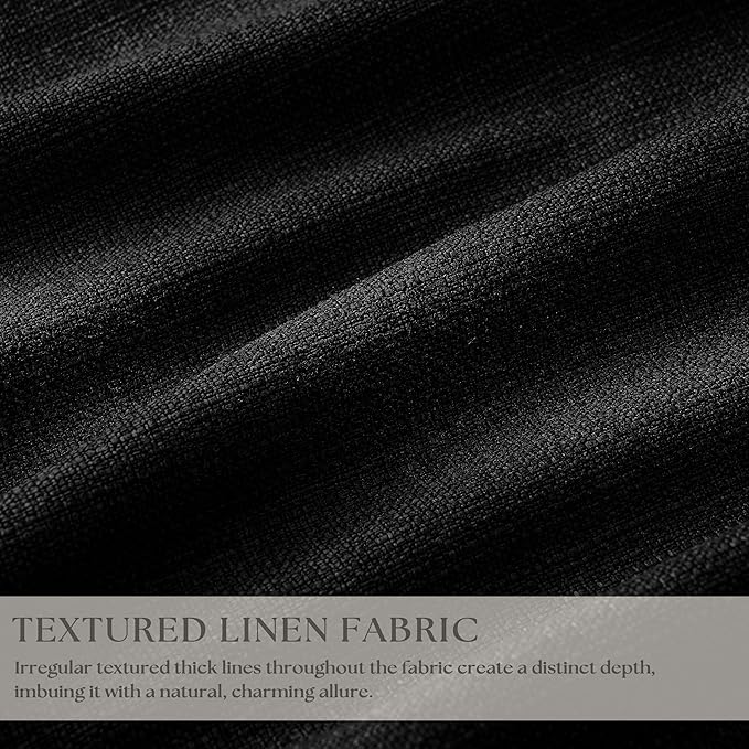 Neutral Black Linen Pinch Pleated Blackout Curtains 108 Inches Long for Bedroom Pleated 100% Black Out Drapes with Liner Black Farmhouse Modern Extra Long 108 Inch Curtain for Living Dining Room