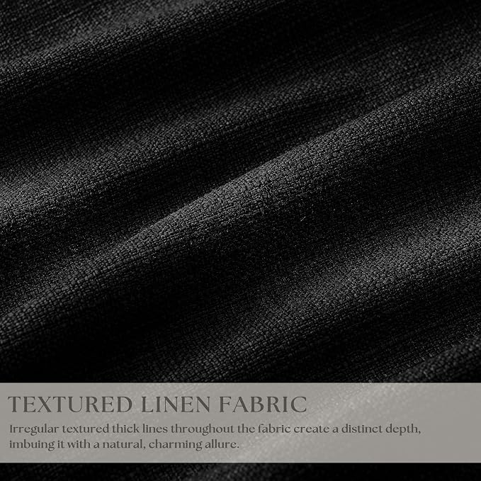 Black Pinch Pleated Blackout Linen Curtains 86 Inches Long for Bedroom Pleated 100% Black Out Drape with Liner Modern Farmhouse Midnight Extra Long 86 Inch Window Curtain Panel for Living Dining Room