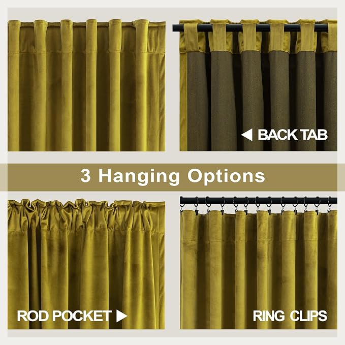 Chartreuse Green Velvet Curtains 108 Inch Long 2 Panels Set Light Blocking Thermal Insulated Super Soft Mid Century Modern Olive Green Velvet Drapes Blackout for Living Room Bedroom Patio Sliding Door