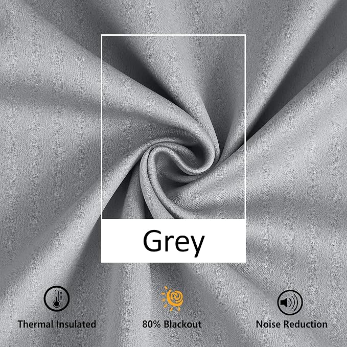 Treatmentex Grey Pompom Curtains for Bedroom Living Room 95 inch Triple Weave Half Blackout Window Curtains for Hotel Men's Guest Room Drapes 52" w x2 Panels Rod Pocket