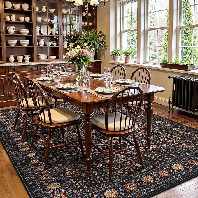 Lofus 8x10 Large Area Rug for Living Room & Bedroom Washable Non-Slip Brown/Orange