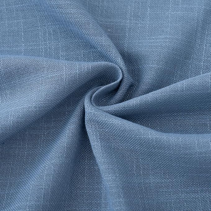 Denim Blue Curtains for Living Room Back Tab Modern Farmhouse Semi Sheer Blue Curtains 86 inches Long 2 Panels Set Muted Neutral Window Curtain for Dining Room Bedroom 52x86