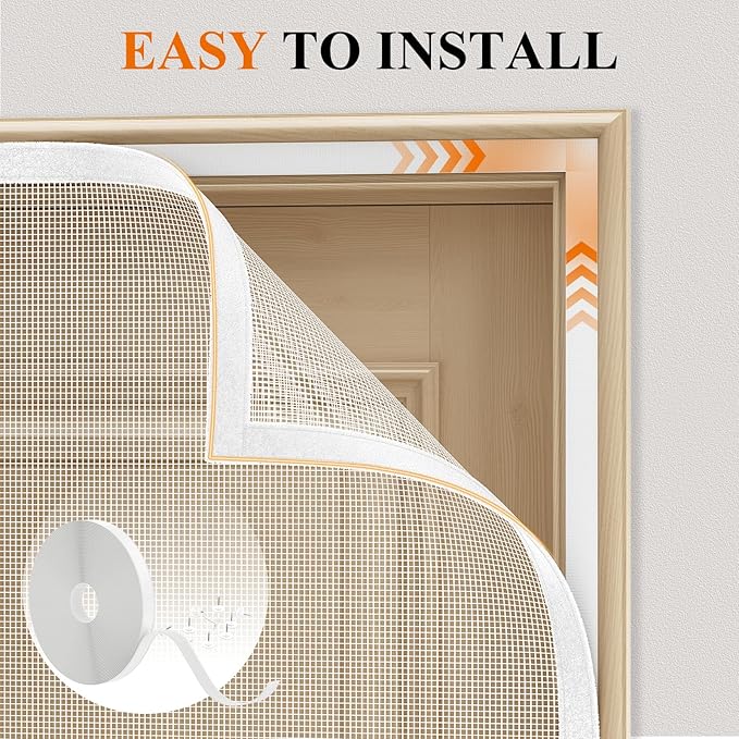 MAGZO Magnetic Screen Door, Fits 34'' x 82'' Door(Mesh Size 36'' x 83''), Left Right Side Opening, Scratch-Proof Polyester, Pet&Kids Friendly, Keep Annoying Creatures Out, with Keep Open Straps, White