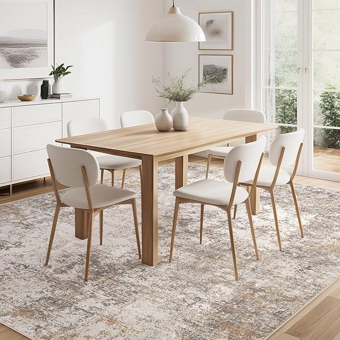 Area Rugs 8x10 Living Room: Washable Large Abstract Modern Neutral Soft Rug Stain Resistant Non-Slip Backing Carpet for Bedroom Dining Room Indoor Nursery Dorm Home Office Decor - Brown Grey