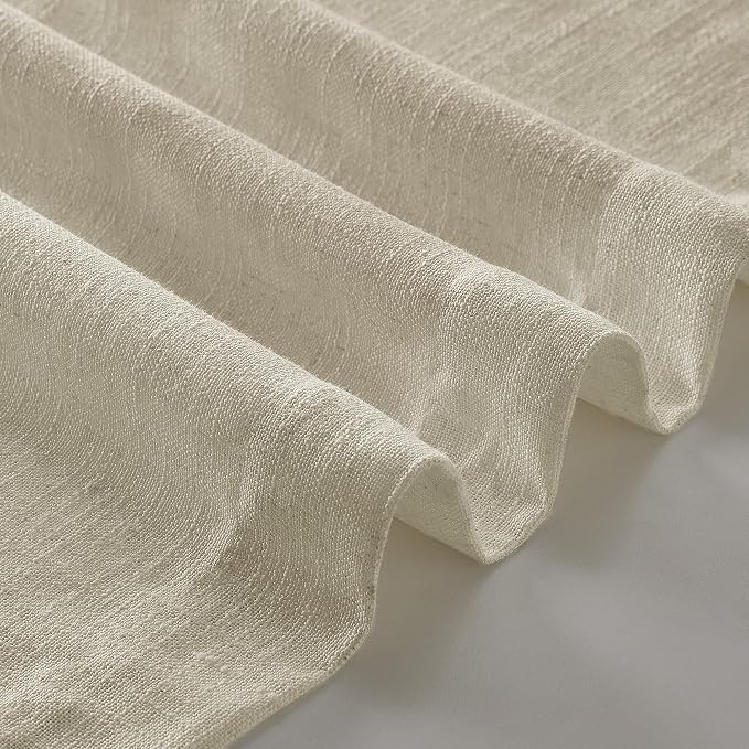 Beige Pinch Pleated Linen 72 Inch Curtains 2 Panels for Living Room Bedroom Memory Training Shaped Neutral Semi Sheer Short Pleat Drapes with Hooks Rings Back Tab Window Curtain Cabin Closet 40x72