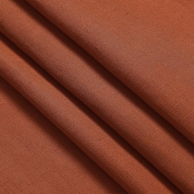 Terracotta Linen Curtains 84 inches Long 2 Panel Set Back Tab Rod Pocket Rustic Farmhouse Boho Curtains for Living Room Semi Sheer Brick Burnt Orange Bohemian Fall Decor for Dining Room Rust