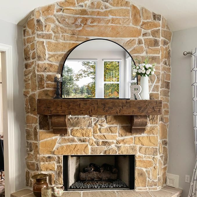 CIRCUMI Arched Wall Mirror, 40"x32" Black Arched Mirror with Tempered Glass, Metal Frame, Large Size for Entryway Table, Mantel,Living Room,Over Sink,Arch Mirror for Decor,Shatterproof&Crystal-Clear