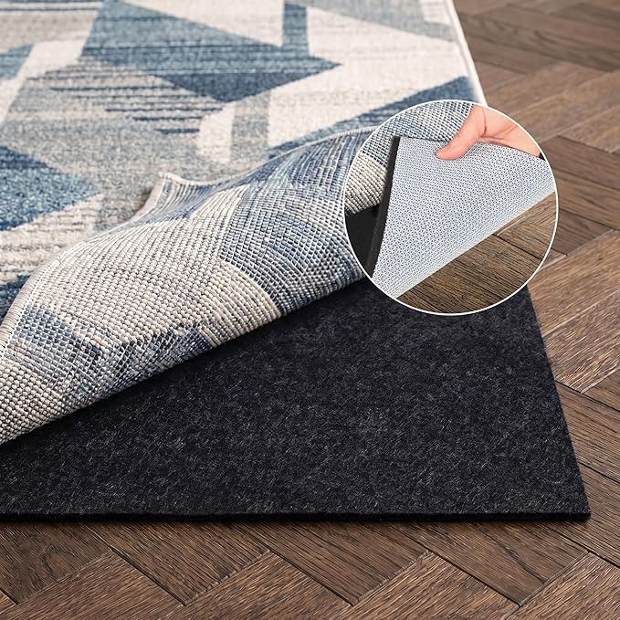Non-Slip Rug Pad 9x12 ft,1/4" Thick, Non Skid Rug Pads for Hardwood Floors and Carpet, Extra Thick Area Rug Gripper, 100% Waterproof Felt and Rubber Rug Mat