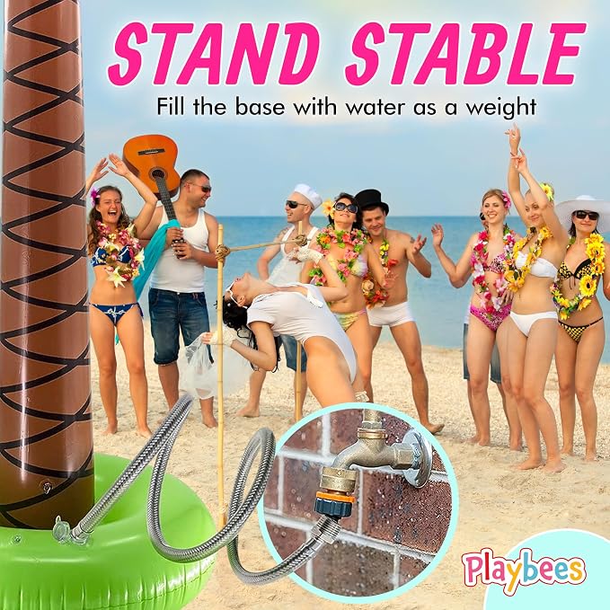 Playbees Giant Inflatable Palm Trees 6 Foot - 4 Pack - Beach Party Decorations for Summer Luau Themed Pool Party, Tropical Hawaiian Blow Up Palm Tree Favors - Poolside Ambiance, Easy Inflation