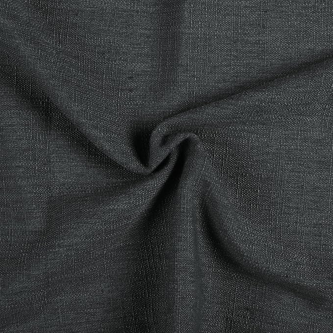 TWOPAGES 42" W x 30" L Linen Blend Cafe Curtains for Kitchen Window, Light Filtering Pinch Pleated Tier Curtains, Modern Farmhouse Half Window Curtains for Bathroom, Black, 2 Panels