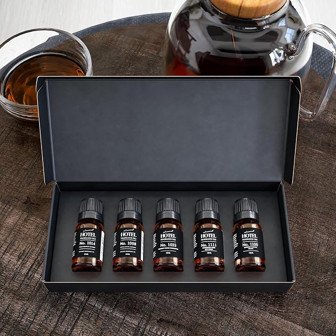 AirScent Hotel Diffuser Oil Gift Set - Buyers Best Picks 5 Pack - 10 mL | Fragrance Oil Sampler Set - Inspired by the Baccarat NYC, My Way and Capri Brezza and other Hotel Scent Samples